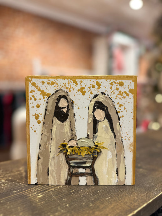 Handpainted 6x6 Gold Nativity