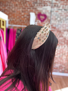 Solid Color Knotted Jeweled Headband