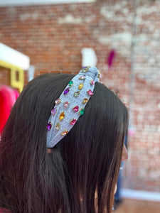 Solid Color Waffle Jeweled Headband