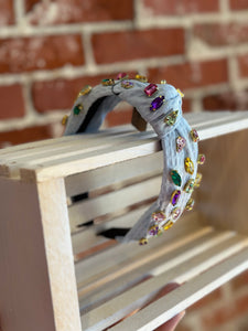 Solid Color Waffle Jeweled Headband