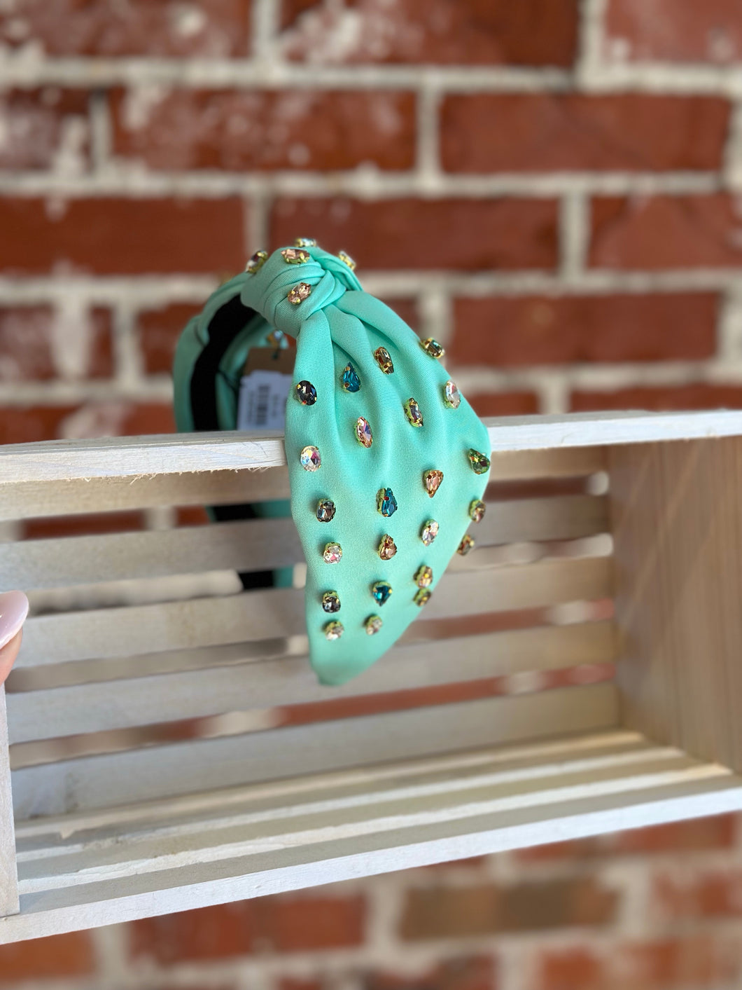 Solid Color Knotted Jeweled Headband
