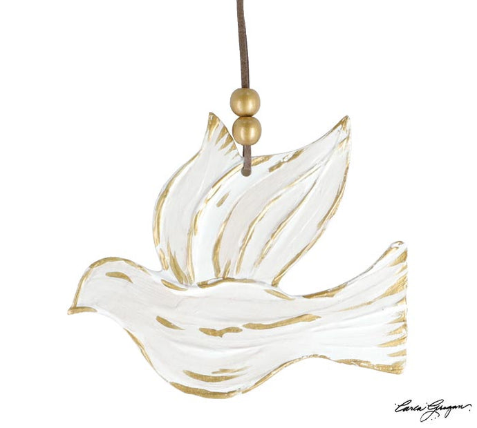 Raised Painted Dove Christmas Ornament