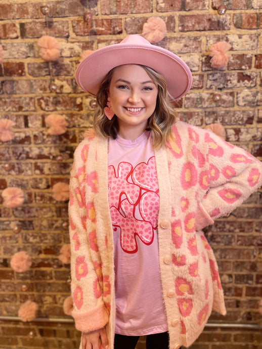 Pink Leopard Cardigan